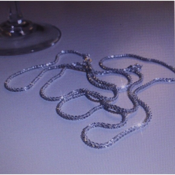 Beautiful 925 Sterling Silver Gypsophila Twisted Sparkly Necklace 18" NIP - Picture 3 of 4